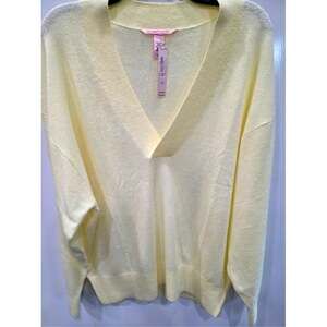 Victoria's Secret Luxe Knit oversized V neck sweater Sunny Honey yellow M NWT